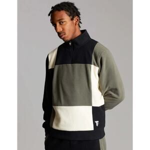 Teddy Fresh Polar Colorblock Quarter Zip Fleece Pullover Sweatshirt Black/Gray